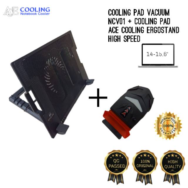 Cooling pad bundling ace cooling ergostand high speed 15,6inch + cooler fan vacuum ncv001