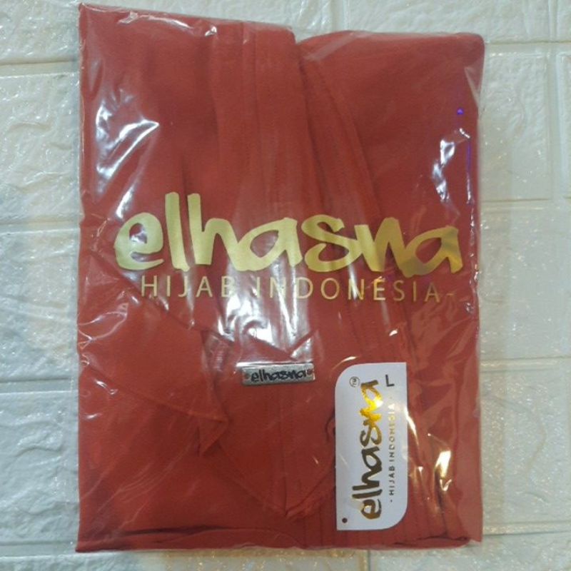 ELHASNA//KHIMAR L ORI ELHASNA/CERUTY BABYDOLL DUA LAYER/KHIMAR ELHASNA/KHIMAR LANCIP-Merah bata