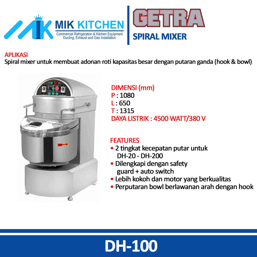 GETRA DH-100 ( Spiral Mixer )