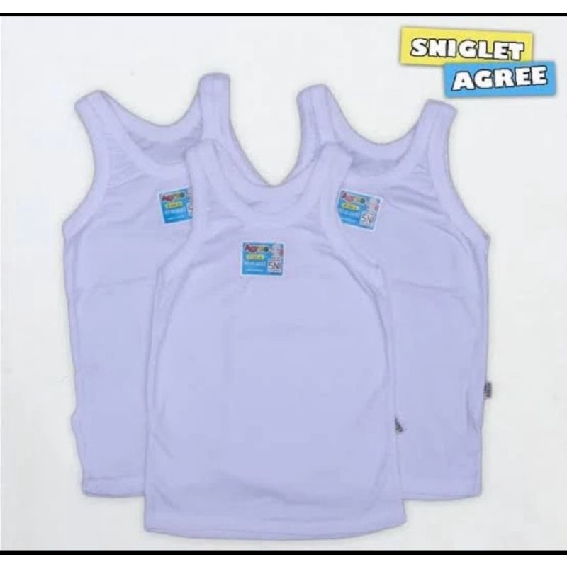 Singlet Agree putih kaos dalam anak laki laki/perempuan 5 - 12 tahun