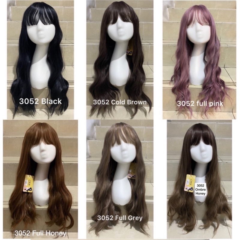 3052 FULL Wig mermaid wave panjang poni tipis 60 cm