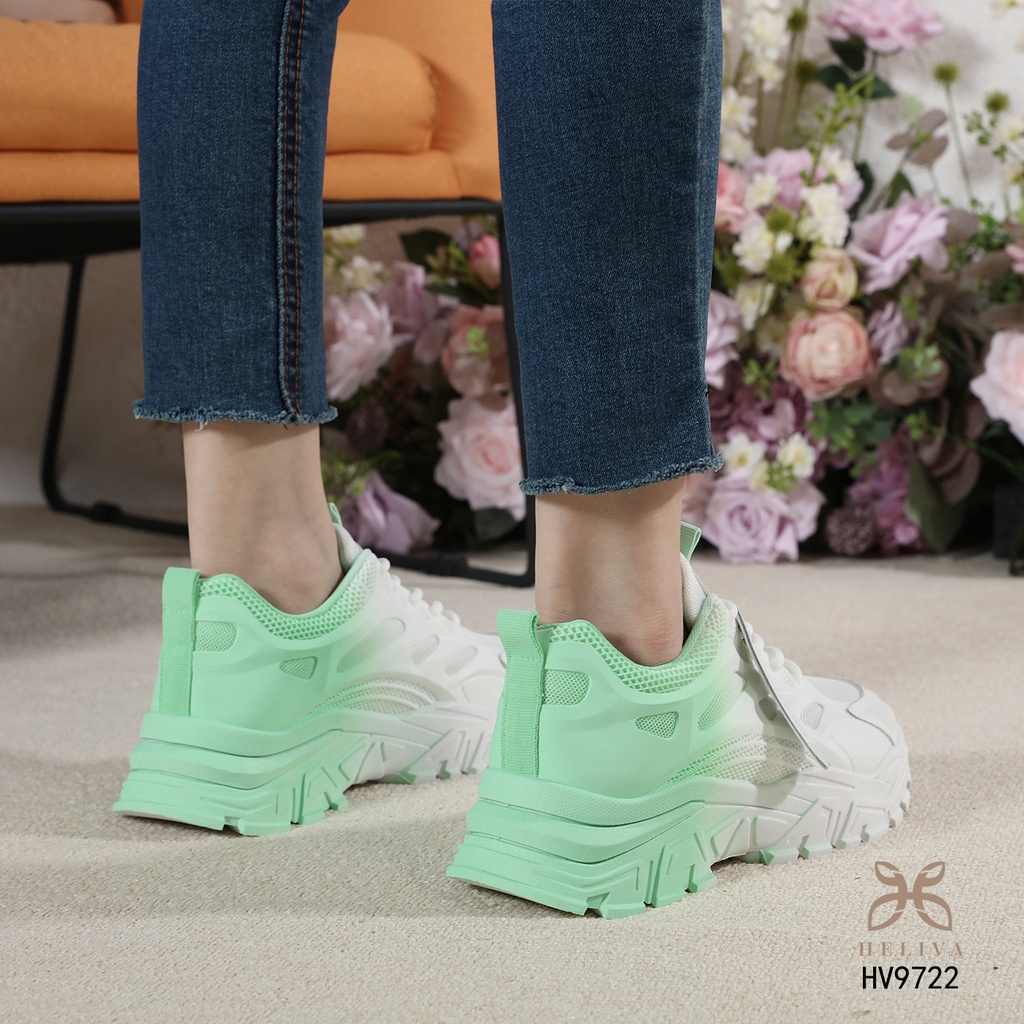 HELIVA ARABEL Sepatu Sneaker Tali Sol 5cm Sport Bahan Kulit HV9722 Original Brand