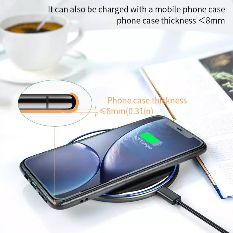 Wireless Charger ESSAGER 15W Qi Fast Charging Pad Mirror Dekstop Port Type C