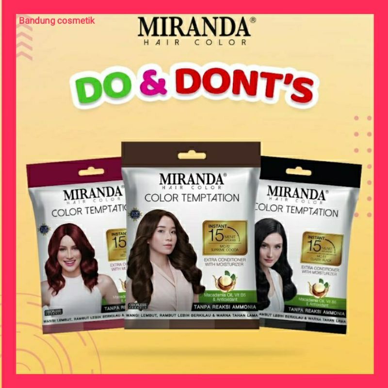 Miranda Hair Color 20ml (Cat Pewarna Rambut Sachet Instan 15 Menit)