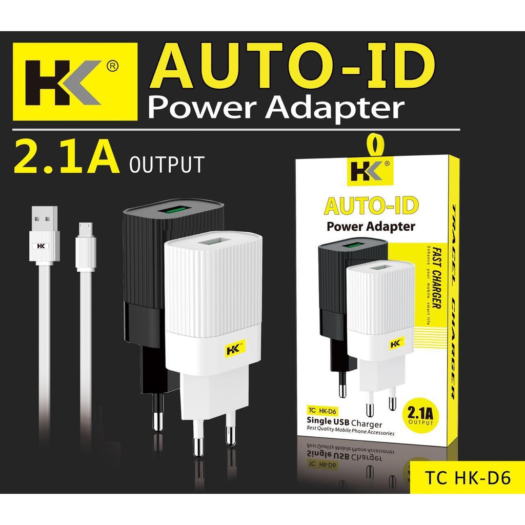 Adaptor + Kabel HK-D6 1usb 2.1A Fast