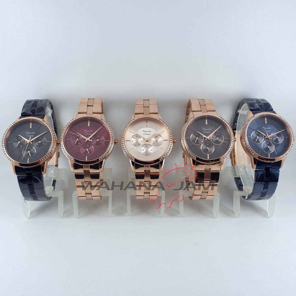 Alexandre Christie AC 2988 BF / Jam Tangan Wanita AC2988 Alexander Cewek Rantai Rose  Multifungsi