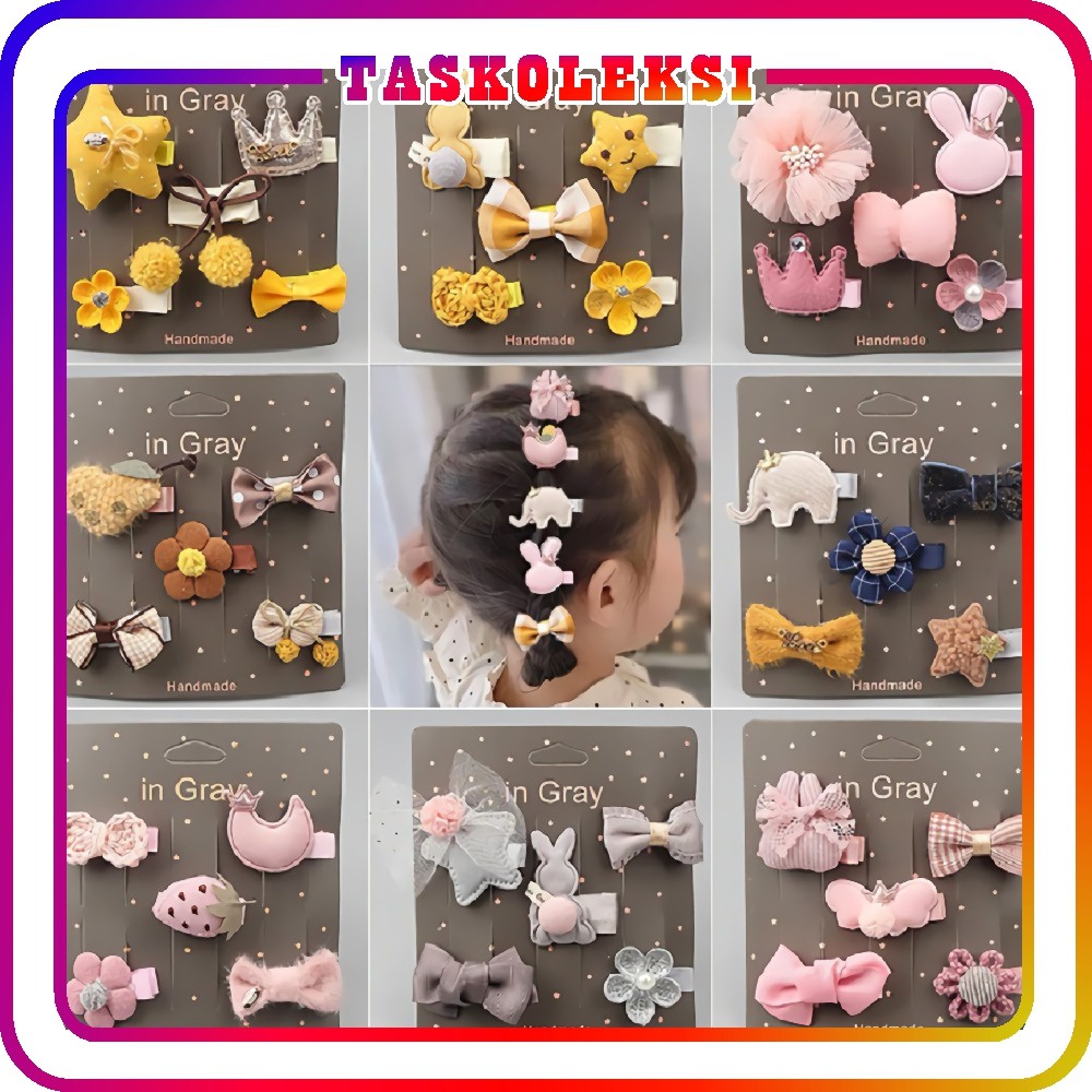 ☛TK☚ R367 5Pcs /Set Jepit Rambut Anak Motif Aksesoris Fashion Rambut Anak Wanita Import Murah