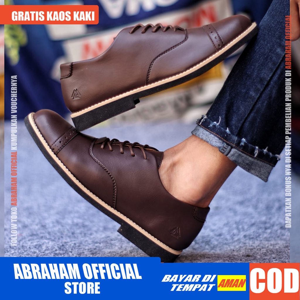 ROHAN Sepatu Formal Pria Sepatu Casual Pria Kulit Pu Sepatu Pria Casual Sepatu Kasual Cowok / Cowo Oxford Kerja Kantor Kuliah Kondangan Gaya Keren Kekinian Original Murah Terlaris