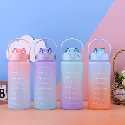 PROMO MURAH Botol minum 2 liter lucu botol minum kekinian viral botol pelangi botol minum motivasi BISA COD