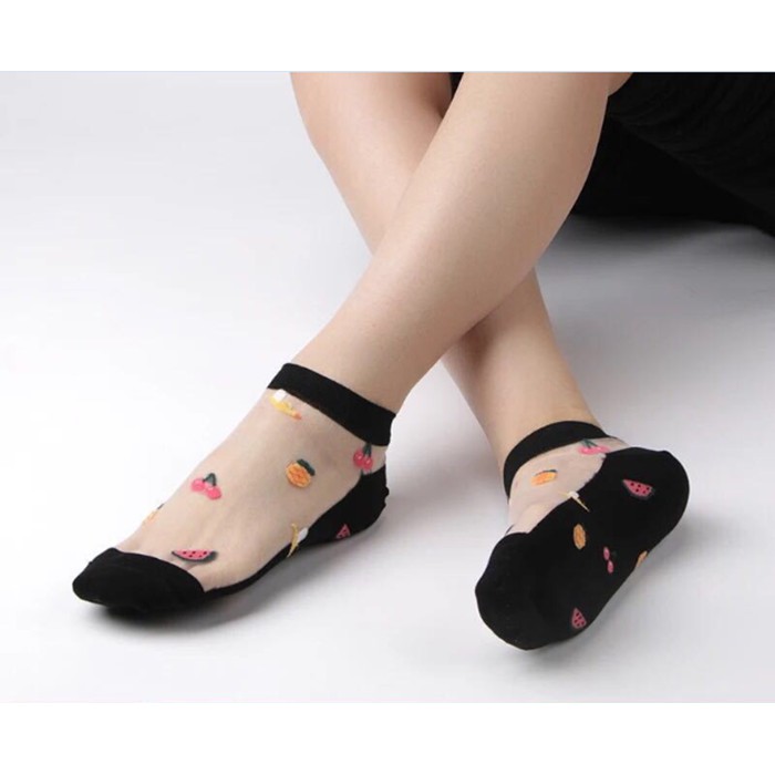 kaos kaki sexy Lace Wanita renda transparan Bordir socks 07S