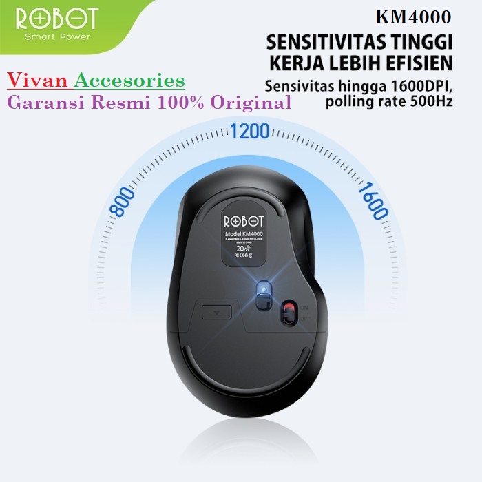 ROBOT KM4000 Wireless Keyboard and Mouse Combo Silent Key Black