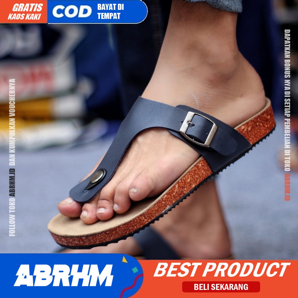 ABRHM x JOESAN Sandal Jepit Pria Sandal Pria Kulit Pu Sandal Japit Cowok / Cowo Ori Keren Kekinian