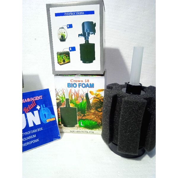 FILTER AERATOR AQUARIUM BIO FOAM BIOFOAM BIO SPONGE CROWN 58 SIZE (S/M/L)