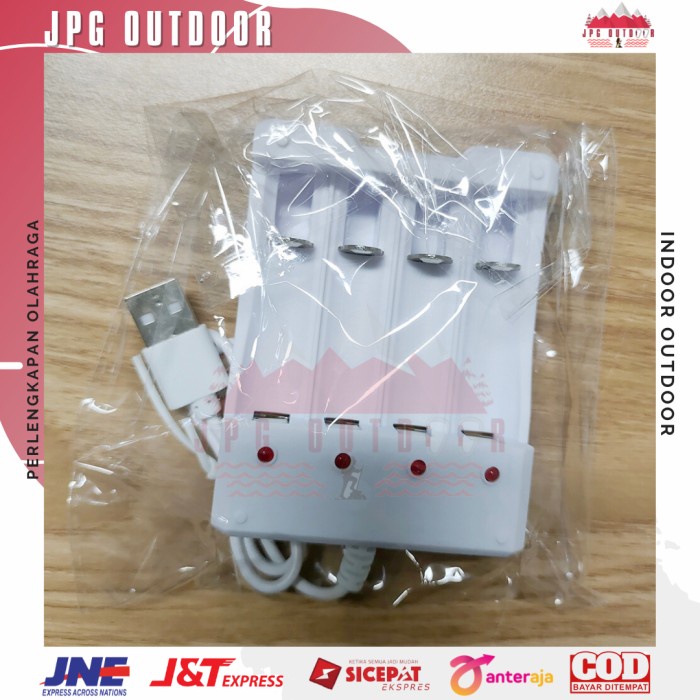 Charger Baterai USB Plug 4 Slot for AA AAA