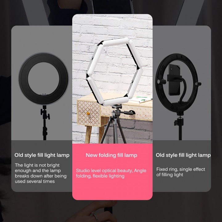 33 V8 - LED Foldable 6-Section Selfie Make Up Ring Light