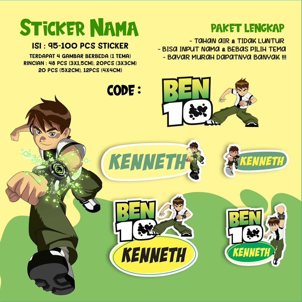 

Sticker / Stiker Label Nama Karakter Tema BEN10 / BEN 10