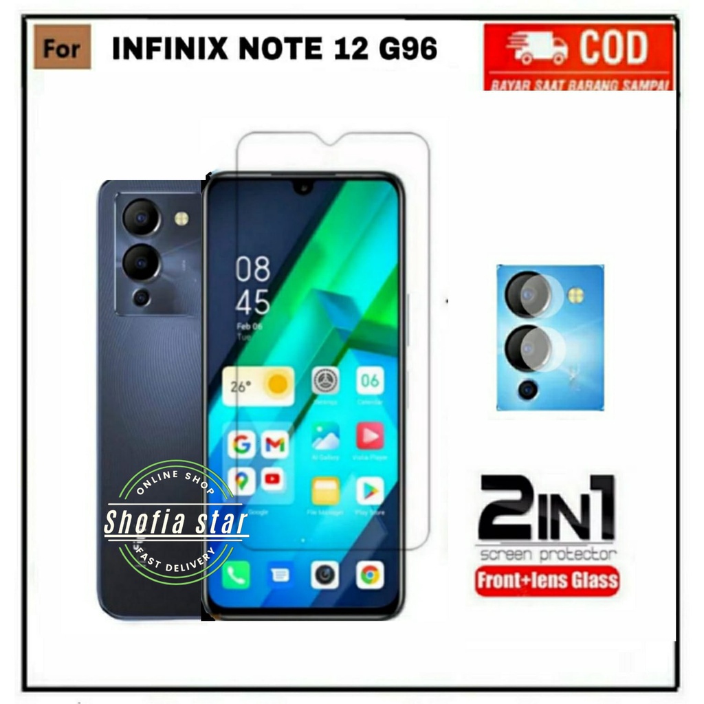 2IN1 TEMPERED GLASS BENING INFINIX NOTE 12 G96 TG LAYAR ANTIGORES KACA FULL COVER