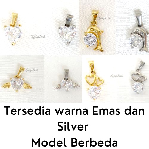 Lovelybutik - Liontin Titanium Anti Karat Liontin Tanpa Kalung Titanium Model Terbaru Fashion Permata Zircon