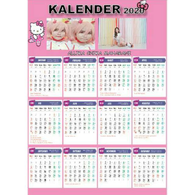 Kalender Foto 2020 A3 Hello Kitty Doraemon Keroppi Winnie The Pooh Tayo Stitch