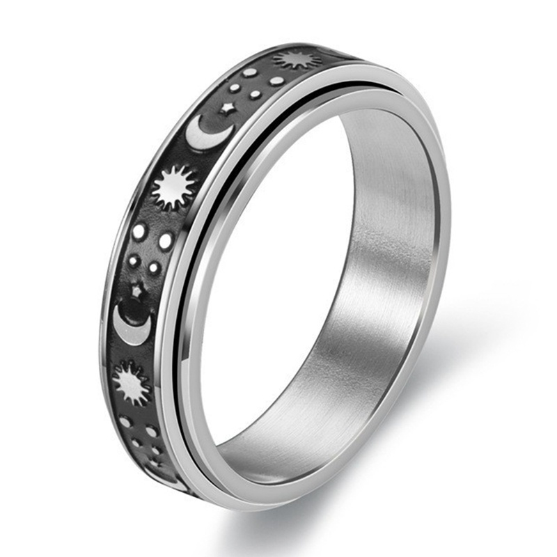 Fancyqube Cincin Spinner Figet Bahan Stainless Steel Anti Stress Untuk Pria Dan Wanita