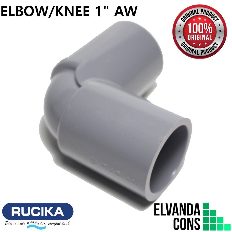 Knee/Elbow PVC RUCIKA 1" 1 inch AW Sambungan Keni / Sambungan L / Sambungan Pipa