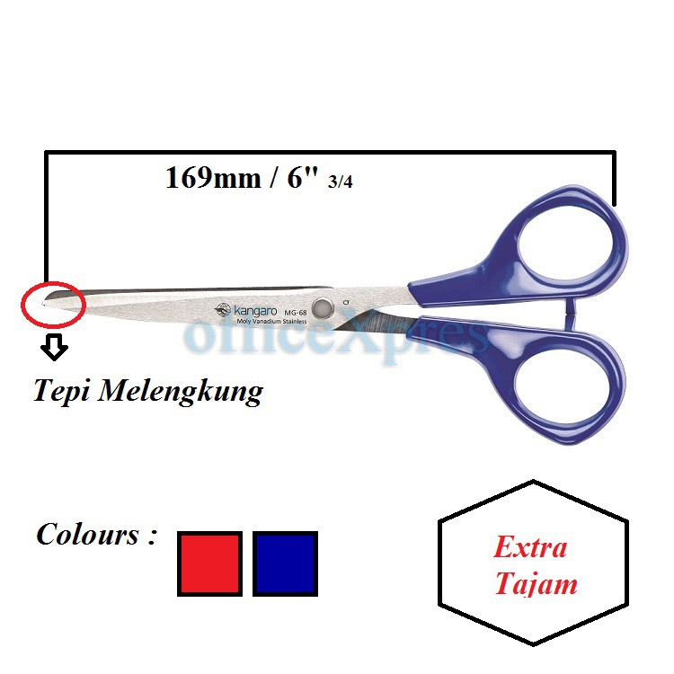 

Gunting Kertas Besar / Gunting Kertas 6 inch ( 16.9cm ) / Scissors MG68 Kangaro