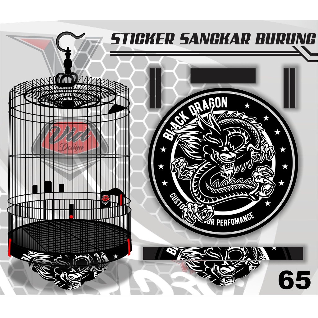 Decal sangkar tebok murai No 1 2 3 dan 4 BLACK DRAGON