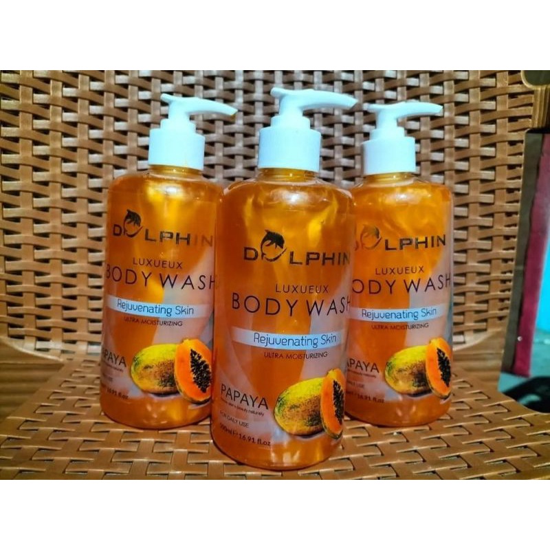 sabun dolphin pemutih badan pepaya/body wash  pepaya 500 ml