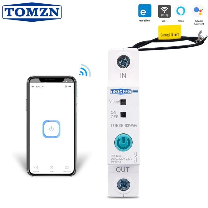Ewelink Wifi 1 Phase 1P ON-OFF Switch Breaker 63A 220VAC DIN Rail