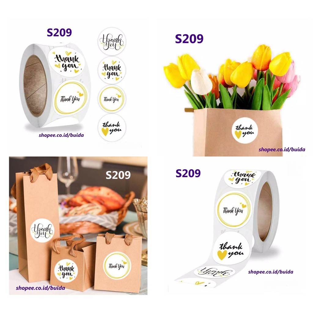 

Stiker Label Sticker Thank You S209 Segel Kemasan Packaging Sealer Baking Decoration Kantong Box Jar dekorasi kemasan hampers kartu ucapan hangtag amplop paperbag box dus plastik cookies