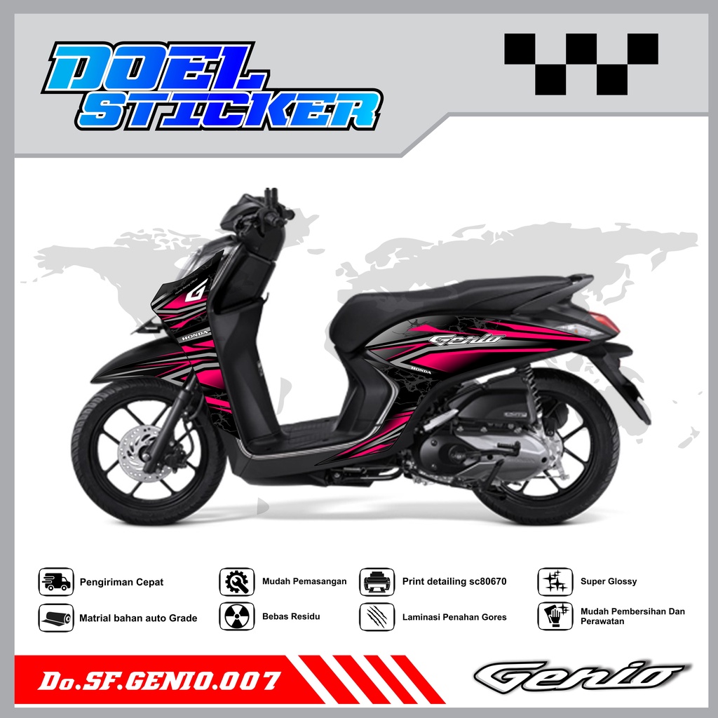 Sticker Striping Variasi Genio List Variasi Hologram , Crome Doel 007