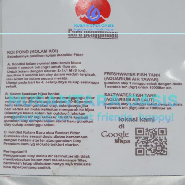 clay premium / mineral penjernih koi / bakteri starter kolam