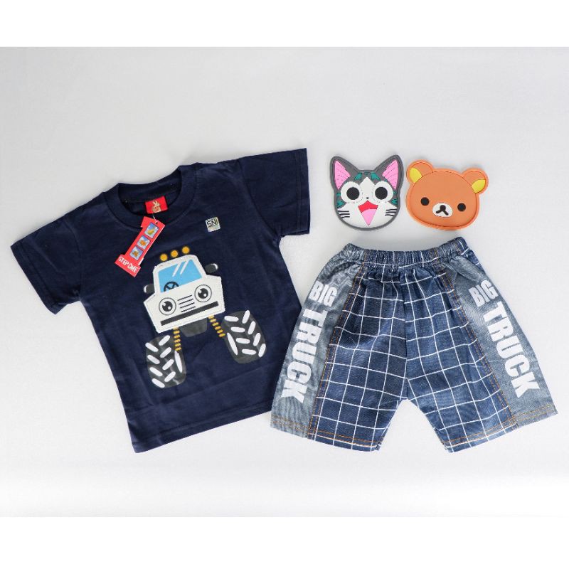 SETELAN BAJU ANAK BAYI COWOK STEP ONE MOBIL JEEP CELANA SEMI DENIM
