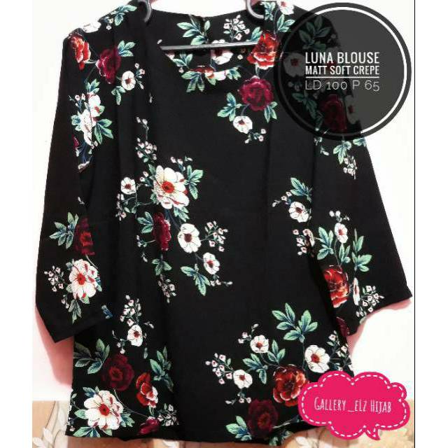 Luna Blouse/Motif Bunga-bunga/Blouse Wanita/Baju Wanita