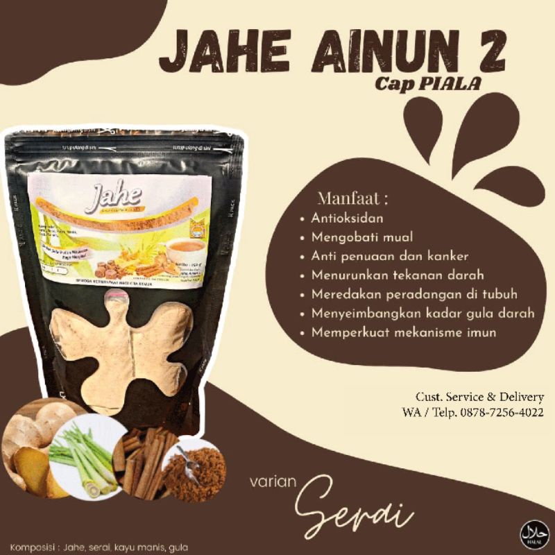 

JAHE AINUN 2 CAP PIALA VARIAN SERAI MINUMAN JAHE SERBUK HERBAL KAYA MANFAAT