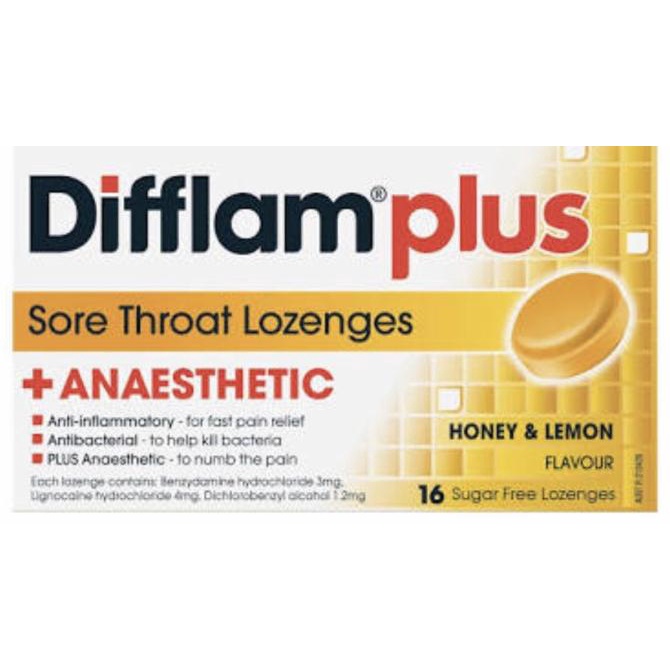 [[ Eferiusaya ]] Difflam Plus Sore Throat + Anaesthetic Honey & Lemon