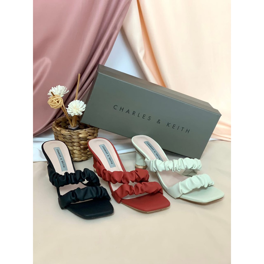 [7.7 Boombastis Sale⚡] - SANDAL WANITA CKS459 RUCHED STRAP MULES PREMIUM IMPORT