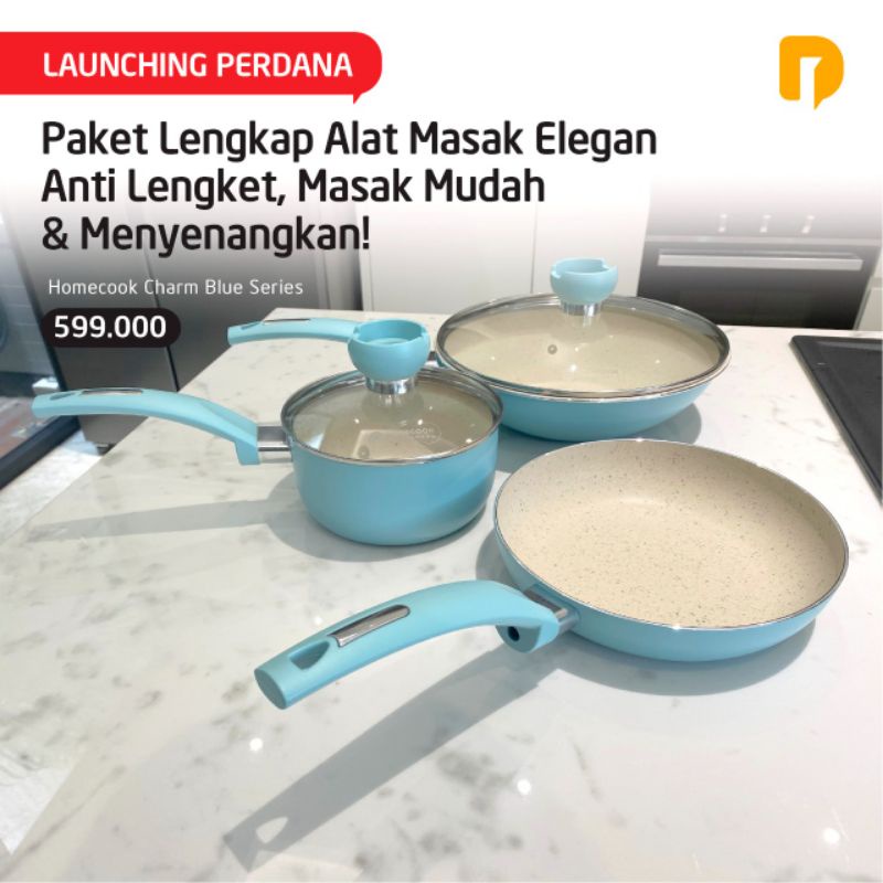 Homecook Charm Panci Set Anti Lengket Marble Coating