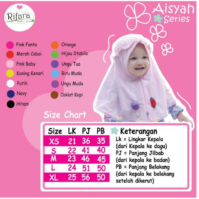 Jilbab Anak RIFARA AISYAH ( Size XS, S dan M), Jilbab Toping, Jilbab Unik