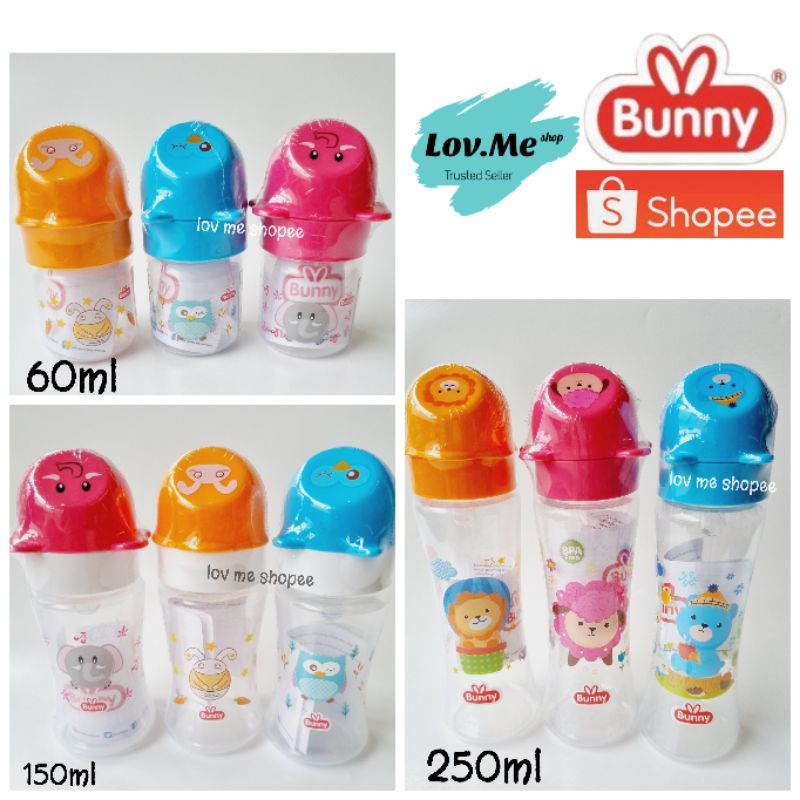 lov me❤  LUSTY BUNNY Botol Susu Bayi Reguler Slim Neck BPA FREE - Tutup Karakter ADB6003 DB1211 DB2411