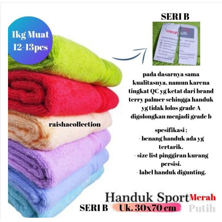 HANDUK OLAHRAGA/SPORT MERAH PUTIH B CLASS UK. 30x70 cm MURAH GROSIR