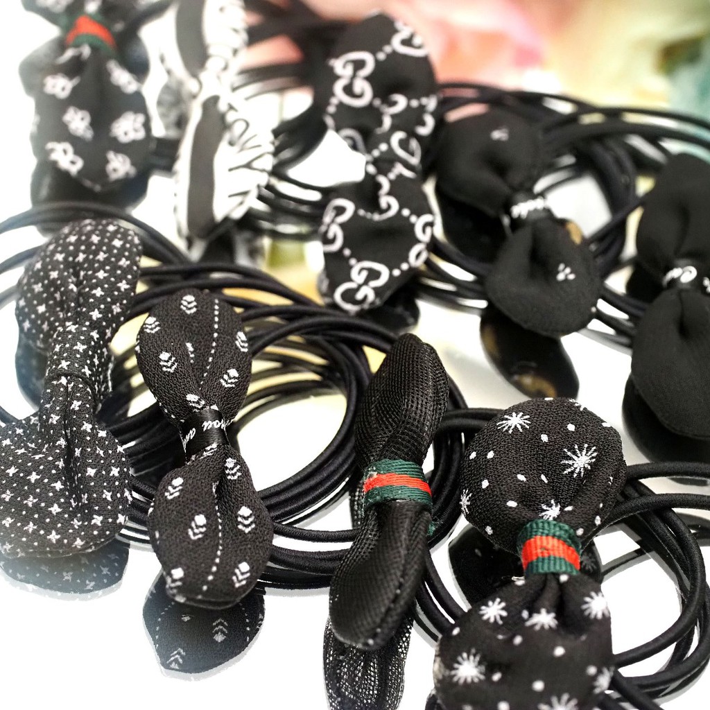 Kuncir Pita Chibi Kawat Katun SATUAN / Karet Rambut Chibi / Ikat Rambut Pita /Kuncir Rambut Korea-1. Hitam