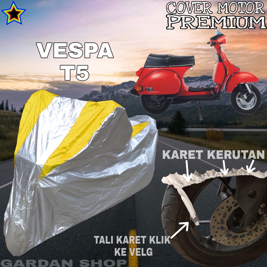 Sarung Motor VESPA T5 Silver KUNING Body Cover Vespa PREMIUM