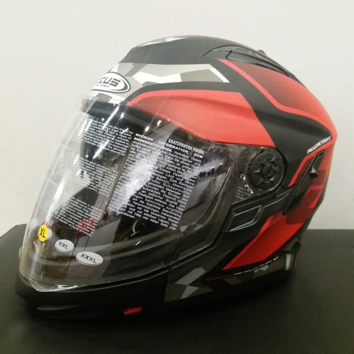 Jual ZEUS ZS 613C MBLK AJ14 RED HELM FULL FACE HELM HALF FACE