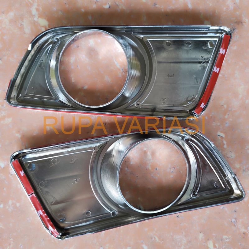 ring cover foglamp bumper depan toyota rush lama kombinasi twotone hitam chrome crome tempel