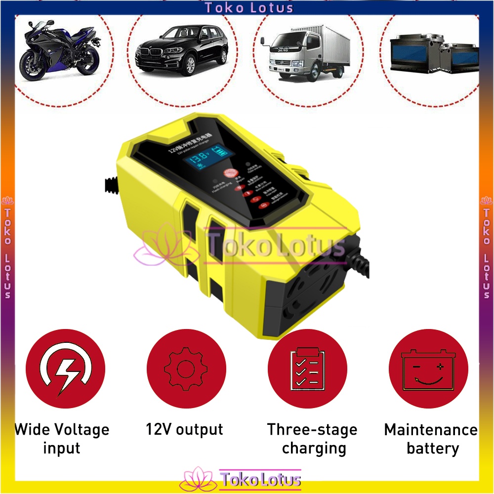 [𝔹𝕀𝕊𝔸 ℂ𝕆𝔻] Charger Aki 12V 6A Pulse Mobil Motor Intelligent Automatic Repair