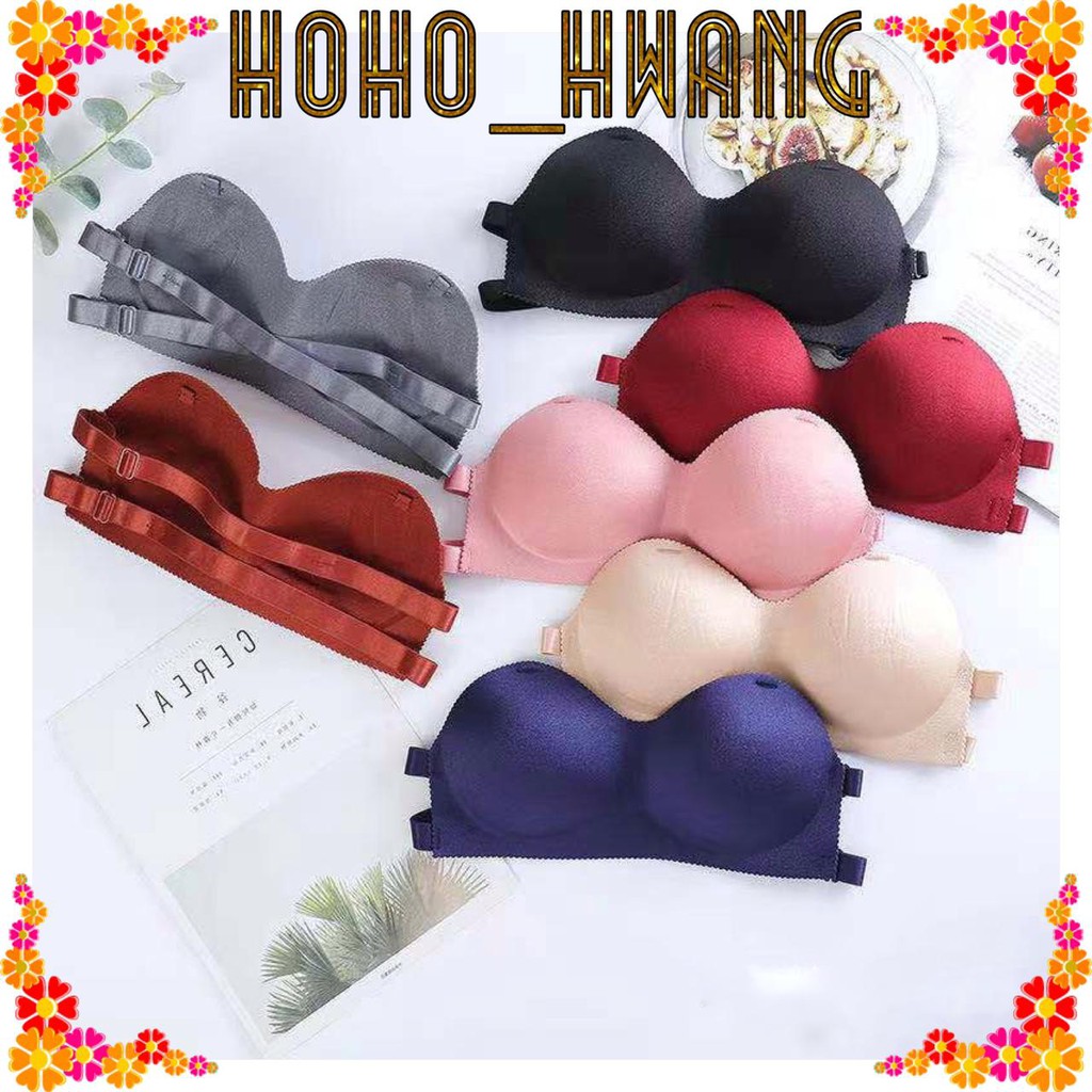 HOHO_HWANG (B-2) Bra Invisible Strapless Tanpa Tali Anti Slip Sexy untuk Wanita Bra One-Piece Sexy