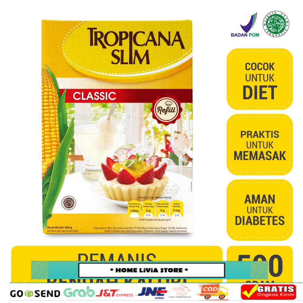 

Tropicana Slim Sweetener Classic Refill 500gr - Pemanis untuk Bantu Batasi Gula