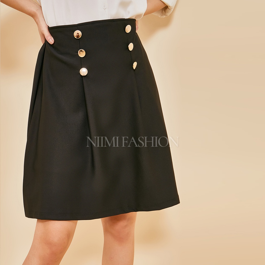 NIMI - 767 Midi Skirt Rok Mini Korea Rok Pendek Scuba Wanita kekinian