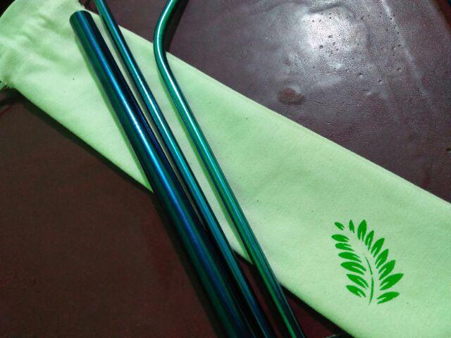 Stainless Straw / Sedotan Stainless (full Set Bubble Blue)